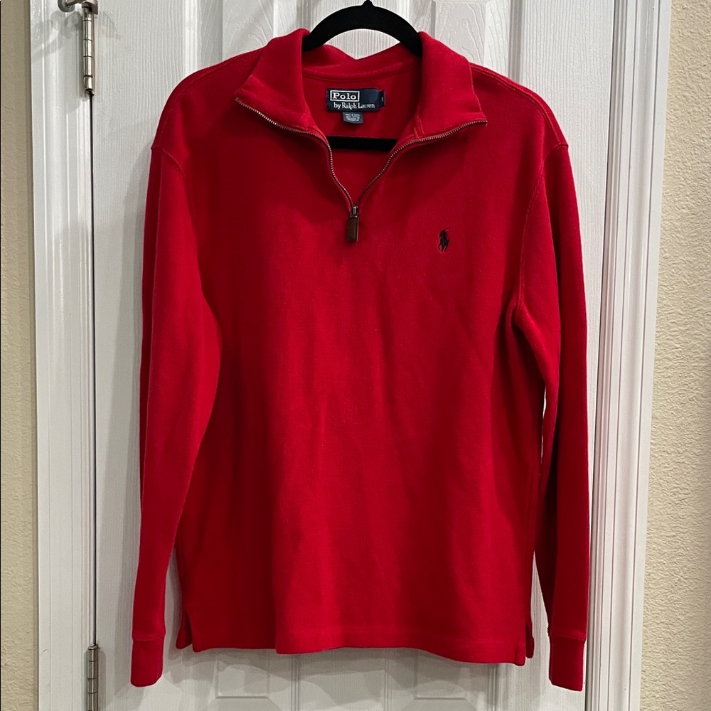Polo by Ralph Lauren Quarter Zip Pullover red cotton sweater size medium